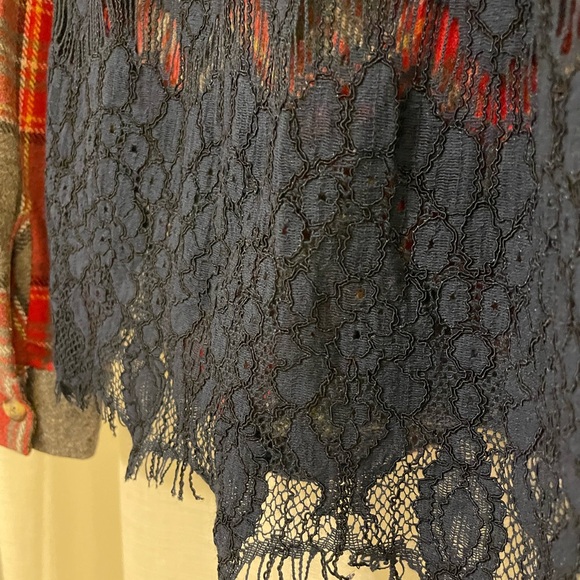 Sundance Dressed Up Mixed Media Lace & Plaid Wool Shirt Jacket - Picture 7 of 8